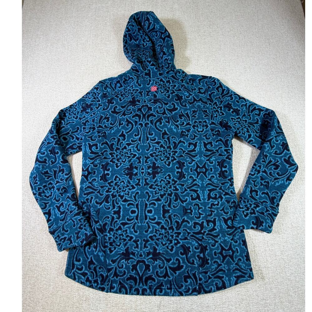 Sherpa Adventure Gear Women's Large Blue Black Hooded Zip Front Fleece Jacket - Picture 2 of 10